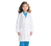 Blusa blanca infantil, blusa química de algodón para niños, pintura de laboratorio Lycee niña niño manga larga, blusas médicas con 3 bolsillos para estudiante de escuela secundaria Science Hospital