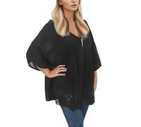 Blusa Camiseta Top Plus Classic Three Encaje Mujeres Cuello en V Volantes Cuarto Blusa Mujer Camisa Mujer, Negro , 4XL