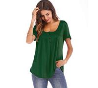 Blusa casual de mujer en el tamaño de la camiseta camisa de manga corta verano túnica Plus T floja ollas blusa de mujer top largo mujer, verde, 4XL