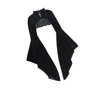 Blusa china inspirada en el punk, mangas de campana, con detalles de encaje, chaquetas de poliéster para mujer, elegantes estilos oscuros, detalle de encaje, blusa de poliéster, Multicolor, S