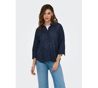 Blusa con detalle bordado Mujer Talla S. Color Azul