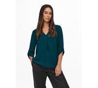 Blusa con manga 3/4 y cuello de pico Mujer Talla 34. Color Azul
