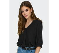 Blusa con manga 3/4 y cuello de pico Mujer Talla 40. Color Negro