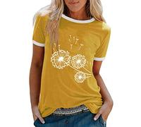 Blusa corta casual suelto cuello redondo manga superior impresión suéter camiseta mujer blusa negra top damas apretado, amarillo, 3XL