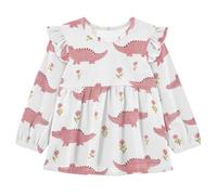 Blusa de algodón con mangas con volantes para niños, 18 m, madera de cocodrilo, rosa, Alligator de madera rosa rosa, 3T