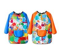 Blusa De Arte Para Niños, Paquete De 2 Delantales De Pintura Para Niños, Bata De Con Manga Larga Y Bolsillo, Delantal Con Diseño De Grafiti Para Niños De 5 A 12 Años Suministros De Pintura Año
