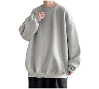 Blusa de camisa sólida casual para hombre con mangas de hombro caído Top cuello redondo sólido moda sudadera blusa, gris, L