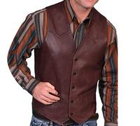 Blusa de chaleco de color retro con cuello en V de cuero sólido para hombre con botón Chaleco Arnés Seguridad Hombre