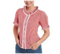 Blusa de Dirndl Sexy Tradicional Tirolesa Top La Media Manga Trachten Mujer Parte Transparente Haleco Encaje para Fiesta Y Disfraz O Llevar A Diario