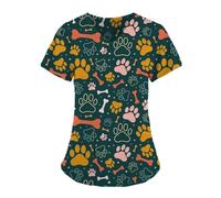 Blusa de Enfermera Uniforme de enfermería hospitalaria con Estampado Animal, Bata quirúrgica, Accesorios, pediátricos, clínicos para el Hospital(Color2,L)
