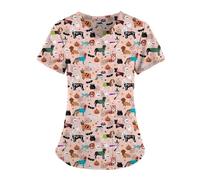 Blusa de Enfermera Uniforme de enfermería hospitalaria con Estampado Animal, Bata quirúrgica, Accesorios, pediátricos, clínicos para el Hospital(Color4,XS)