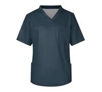 Blusa de Enfermera Uniforme de enfermería Verano for Hombre, Color Liso, Manga Corta, Cuello en V, for Trabajadores la Salud, Enfermeros, Trabajo, Blusa con Bolsillos para el Hospital(Blue,XXXL)