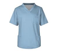 Blusa de Enfermera Uniforme de enfermería Verano for Hombre, Color Liso, Manga Corta, Cuello en V, for Trabajadores la Salud, Enfermeros, Trabajo, Blusa con Bolsillos para el Hospital(Sky Blue,S)