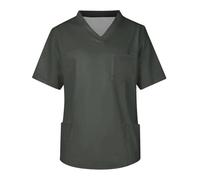 Blusa de Enfermera Uniforme de enfermería Verano for Hombre, Color Liso, Manga Corta, Cuello en V, for Trabajadores la Salud, Enfermeros, Trabajo, Blusa con Bolsillos para el Hospital(Dark Gray,S)