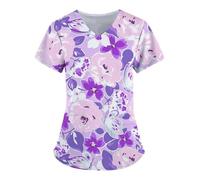 Blusa de Enfermera Uniforme Sanitario, Enfermera, clínica, enfermería, Ropa de Trabajo, Hospital, Camiseta, Blusa Informal Manga Corta for Mujer, médico para el Hospital(Color2,XXS)