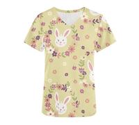 Blusa de Enfermera Uniformes médicos for Mujer, con Estampado de Conejo, Top enfermería, Cuello en V, Manga Corta, for clínica para el Hospital(Color6,XXXL)