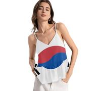Blusa de gasa con tirantes ajustables para mujer, cuello en V profundo, ajuste holgado, sin mangas, para fiesta, Bandera nacional de la República Popular Democrática de Corea, XXL