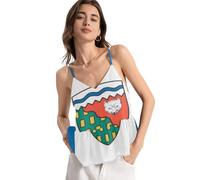 Blusa de gasa para mujer, cuello en V profundo, ajuste holgado, para playa, Bandera de los Territorios del Noroeste, S