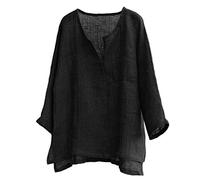 Blusa de Hombre Breve Transpirable Cómodo Color Sólido Manga Larga suelta Casual T-shirt, Negro , M