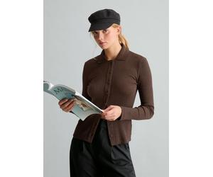Blusa de jersey entallada Espresso Brown XS