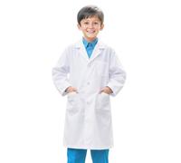 Blusa de laboratorio para niño y niña, disfraces, blusa blanca de médico química, manga larga, pintura ciencias con bolsillo para cosplay, actividades escolares, enfermera, 1 unidad, color blanco