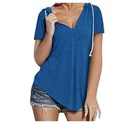 Blusa de las mujeres top hombro frío camiseta señoras con refranes, azul, L