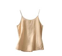 Blusa de lino para mujer, tallas grandes, top de lino, top de verano, sin mangas, elegante, blusa de lino sin mangas, monocolor, camiseta de verano, ligera, camiseta de tirantes delgada, camiseta de