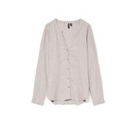 Blusa de lino y viscosa con botones elegantes y cuello en V.