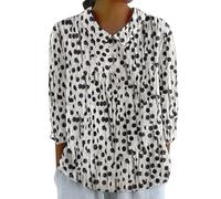 Blusa de manga 3/4 para mujer, cuello Peter Pan del Reino Unido, estampado floral, blusa de ajuste holgado, elegante, casual, para vacaciones, playa, túnica de verano, blanco, L