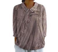 Blusa de manga 3/4 para mujer, cuello Peter Pan del Reino Unido, estampado floral, blusa de ajuste holgado, elegante, casual, para vacaciones, playa, túnica de verano, Vino, M
