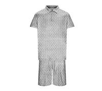 Blusa de manga corta con cremallera y dos piezas, estilo casual para hombre, a rayas, con bolsillo. Estilo que Nace de lo Simple