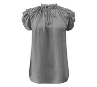Blusa de manga corta para mujer, de moda informal, adecuada para diferentes ocasiones, camiseta de yoga para mujer, manga corta, gris, XXL