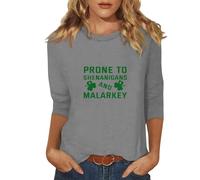 Blusa De Manga Cuartos para Mujer con Floral Y Detalles Barrocos En Casual Elegante Cierre Frontal Ni Botones 3XL