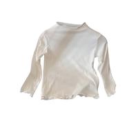 Blusa de manga larga con cuello liso para niña, con volantes, camiseta de capas para niños pequeños, Blanco, 7-8 años