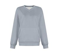 Blusa de manga larga para mujer, elegante, con cintura elástica, camiseta de manga larga para mujer, algodón, holgada, cuello en V, camiseta térmica con bolsillos, camiseta de primavera, elegante