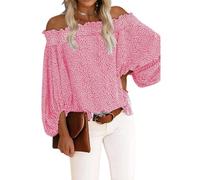 Blusa de manga larga para mujer, hombros descubiertos, camiseta de manga larga, blusa informal, blusa de túnica, blusas con hombros descubiertos, blusas sexy, tops de gasa, mangas de farol, camiseta