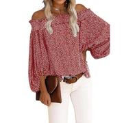 Blusa de manga larga para mujer, hombros descubiertos, camiseta de manga larga, blusa informal, blusa de túnica, blusas con hombros descubiertos, blusas sexy, tops de gasa, mangas de farol, camiseta