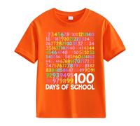 Blusa de manga larga para mujer, informal, manga corta, 100 días de apertura escolar, 100 días, aniversario, personalidad, holgada, manga corta, sin vientre, para niñas, naranja, 8-9 años