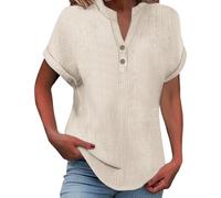 Blusa de manga larga para mujer suelta casual transpirable elegante correr superior mujer clásico gimnasio deportivo suelto algodón lino versátil casual verano, 01#beige, XXL