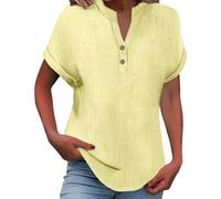 Blusa de manga larga para mujer suelta casual transpirable elegante correr superior mujer clásico gimnasio deportivo suelto algodón lino versátil casual verano, 01#amarillo, L