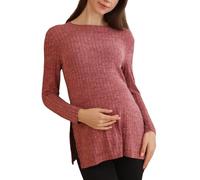 Blusa de maternidad para mujer, camiseta básica escalonada, camiseta de manga larga, Rosa., L
