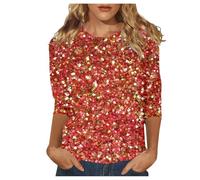 Blusa De Mujer Carnaval Lentejuelas Elegante Resplandeciente Mangas 3/4 Cuello Normal Clásico Outfit Club Ligero Look Trendy Material Respirable Duradero