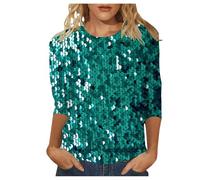 Blusa De Mujer Carnaval Lentejuelas Glamuroso Atractivo Mangas 3/4 Cuello Redondo Clásico Outfit Club Confortable Look Trendy Material Respirable Disfraz Festival