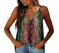 Blusa De Mujer Carnaval Lentejuelas Sexy Brillante Sin Mangas Cuello V Clásico Outfit Club Material Respirable Estilo Duradero Look Trendy Elegante Glamuroso