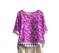 Blusa de mujer de verano con botones altos con cuello en U camiseta de verano elegante y elegante blusa manga 3/4 casual cómoda túnica impresa floral ropa clásica blusa de gran tamaño vacaciones, 07