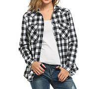 Blusa de mujer elegante y elegante blusa para mujer elegante y de algodón para primavera verano otoño Slim Fashion Plaid Camisa Glamour transpirable camisa manga larga temporada actual blusa, blanco