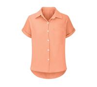 Blusa de mujer elegante y elegante manga corta blusa femenina elegante y fluida manga corta camisas color sólido cuello en V básico blusa algodón y lino Top tejido arrugado transpirable camiseta
