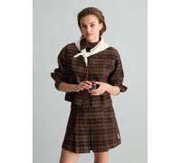 Blusa de pana a cuadros, de corte holgado Medium Brown L
