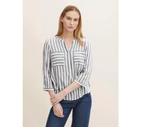 Blusa de rayas de 3/4 mangas para mujer TOM TAILOR Escote en V Top de negocios T