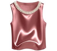 Blusa de satén de Tirantes para Mujer, Top básico de Verano, Informal y con Cuello de Pico